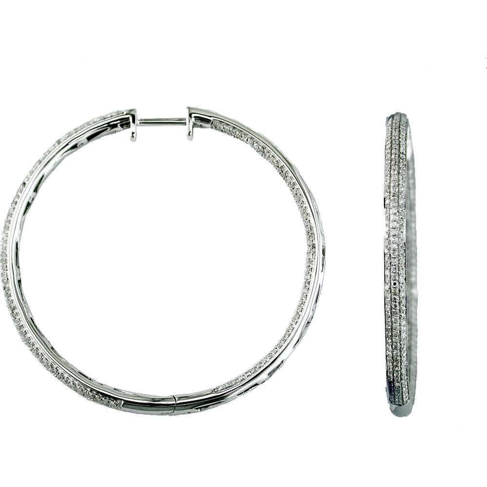 Royal Luxe 14K White Gold Diamond Hoops - 2.00 Carat Total Diamond Weight