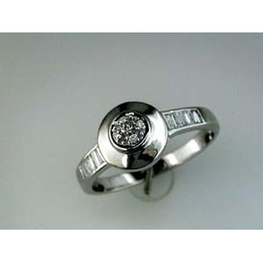 Royal Luxe 14K White Gold Diamond Ring with Baguette and Round Diamonds - 0.25 Carat Total Diamond Weight