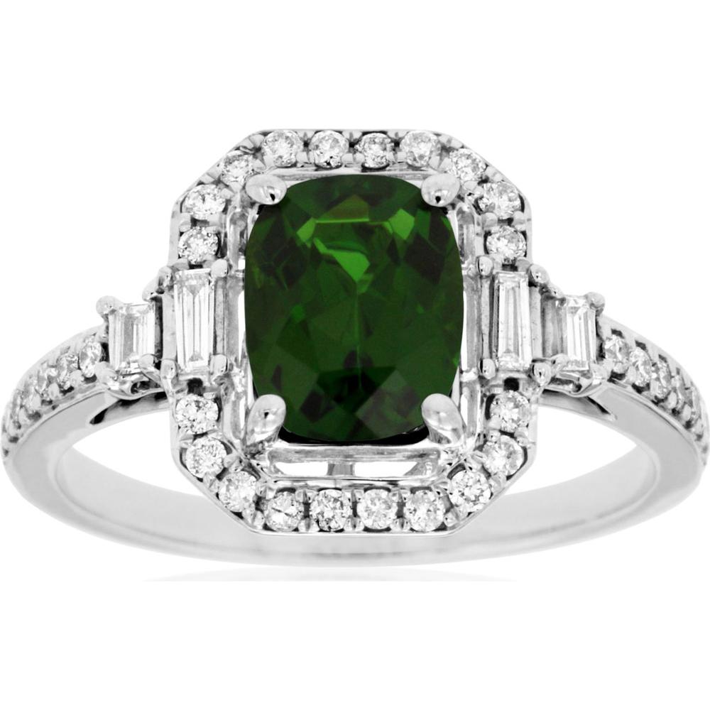 Royal Luxe 14K White Gold Russalite & Diamond Cushion Cut Ring