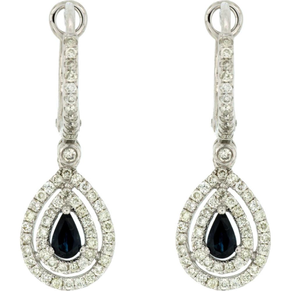 Royal Luxe 14K White Gold Sapphire and Diamond Pear Earrings - Timeless Elegance