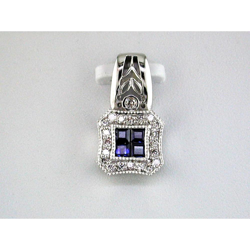 Royal Luxe 14K White Gold Sapphire & Diamond Pendant - Timeless Elegance
