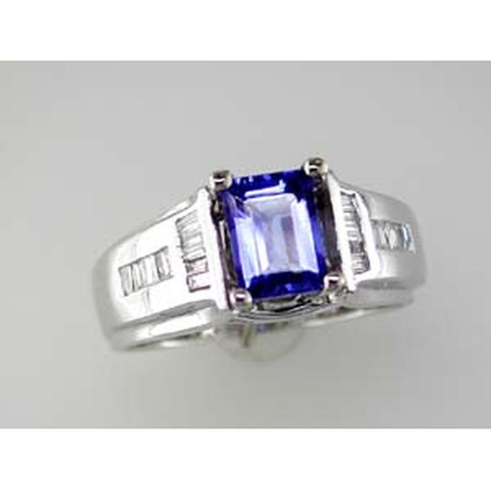 Royal Luxe 14K White Gold Tanzanite & Diamond Emerald-Cut Ring - 1.30 Carat Total Gem Weight