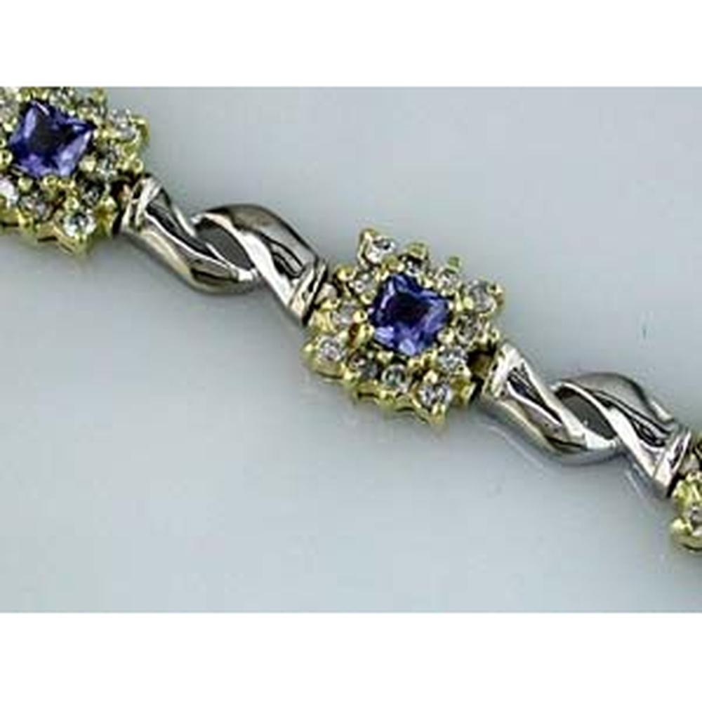 Royal Luxe 14K White Gold Tanzanite and Diamond Princess-Cut Bracelet