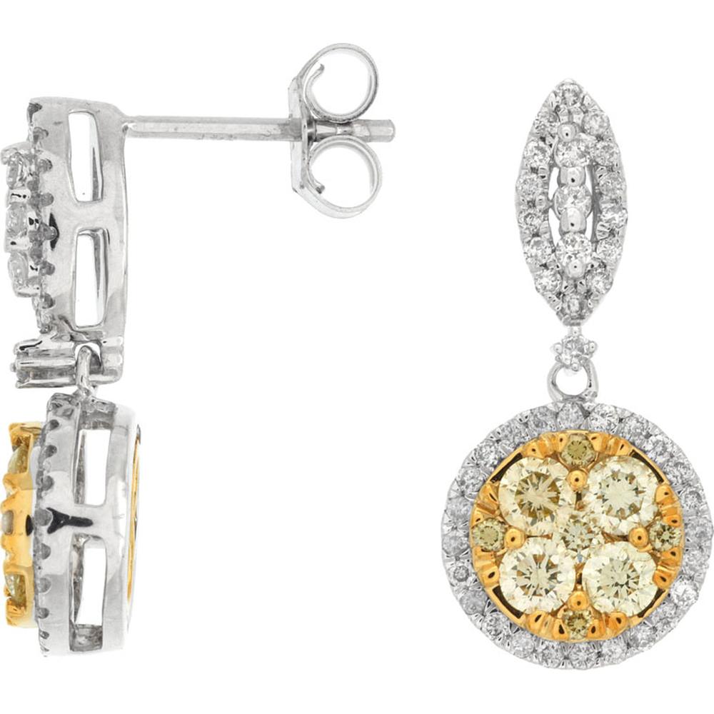 Royal Luxe 14K White Gold Yellow and White Diamond Earrings