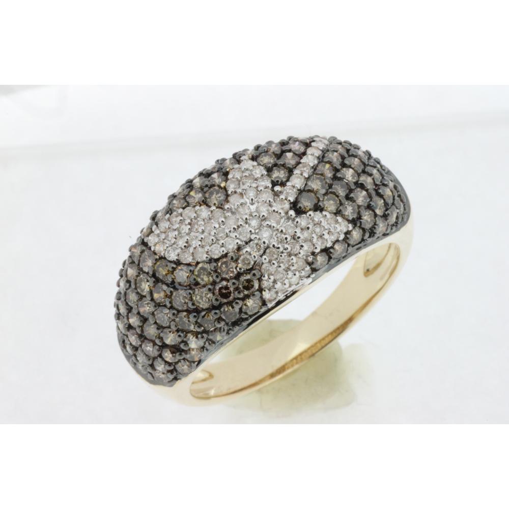 Royal Luxe 14K Yellow Gold Diamond & Mocha Diamond Ring - Timeless Elegance
