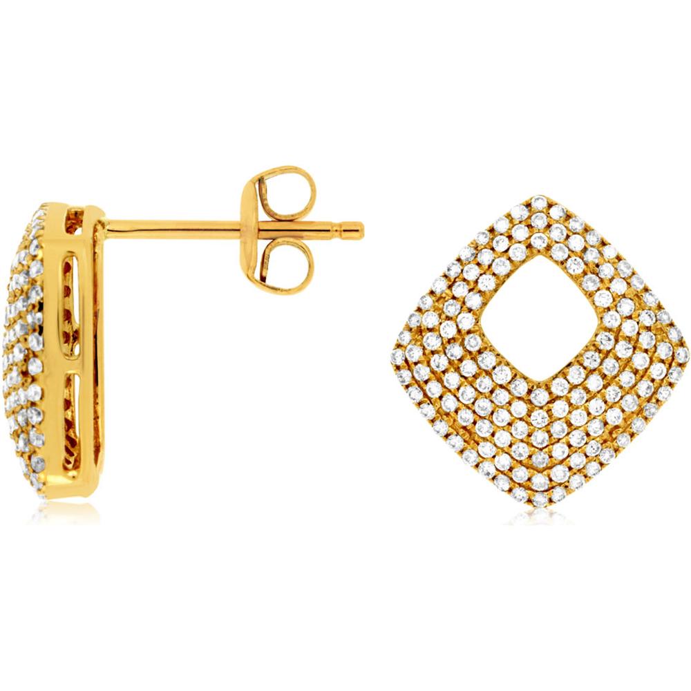 Royal Luxe 14K Yellow Gold Diamond Earrings - 0.75 Carat Total Diamond Weight