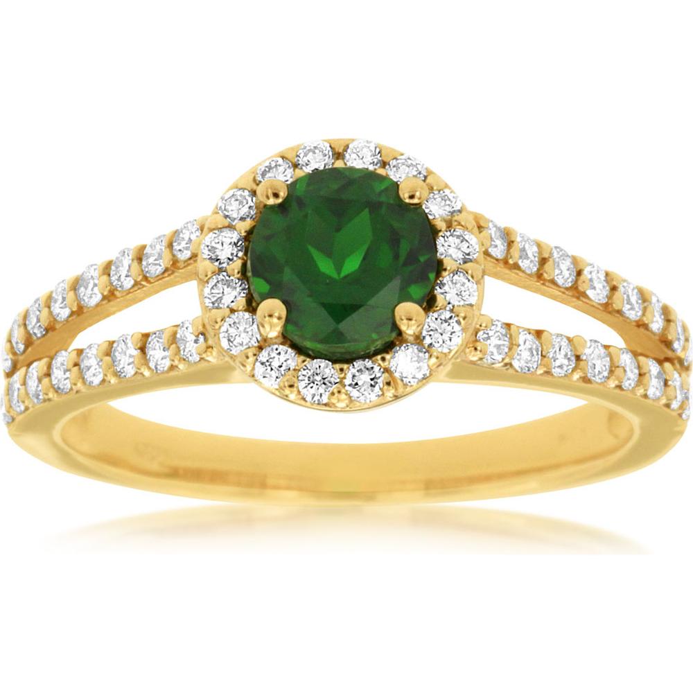 Royal Luxurious 14K Yellow Gold Russalite and Diamond Ring - Timeless Elegance