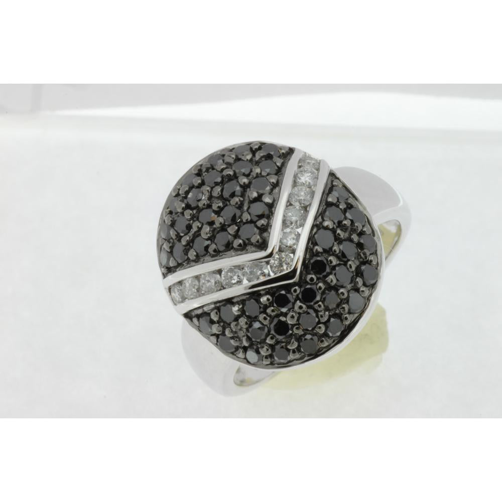 Royal Mystical Night 14K White Gold Black Diamond & Diamond Ring