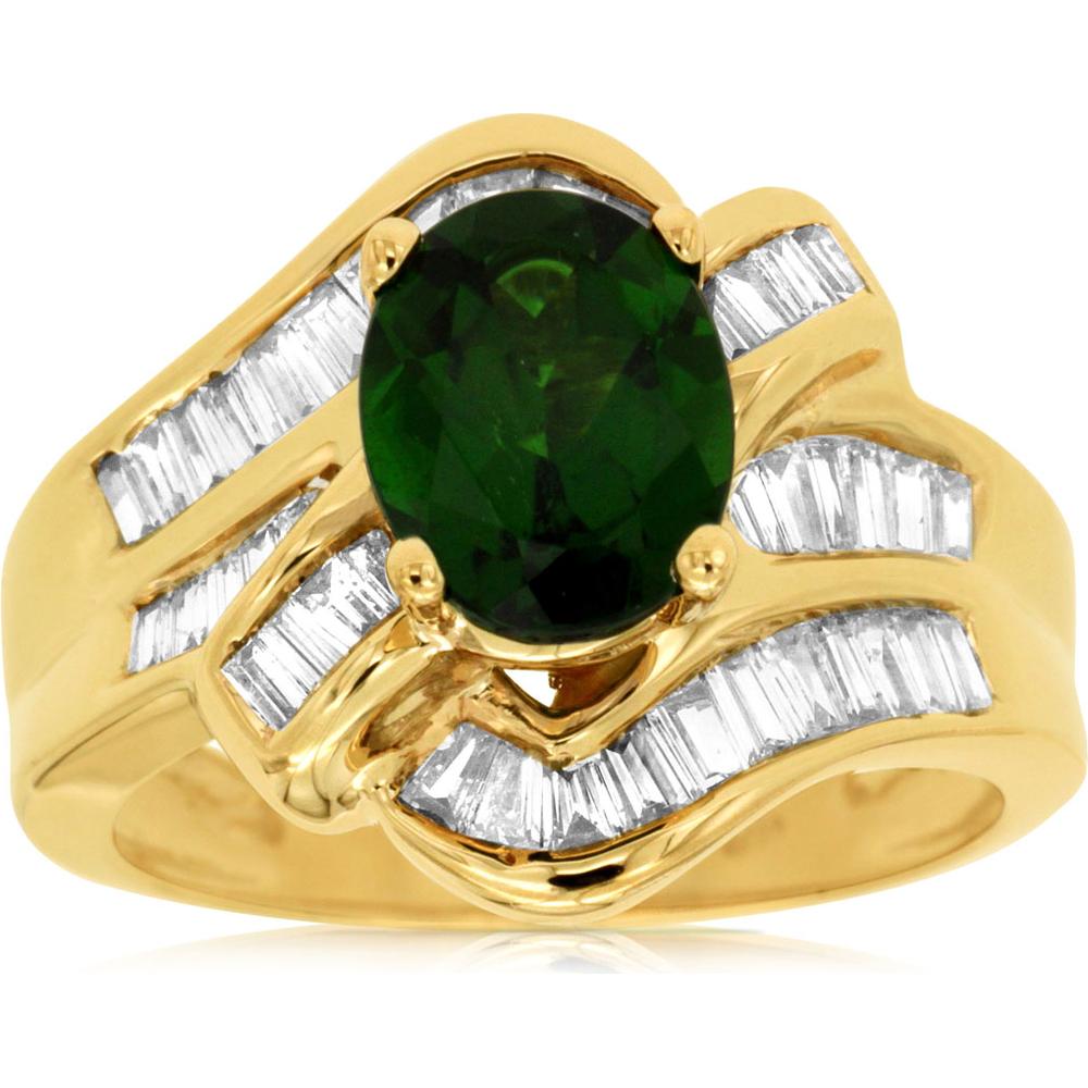 Royal Opulent 14K Yellow Gold Russalite & Diamond Ring - Exquisite Oval Design