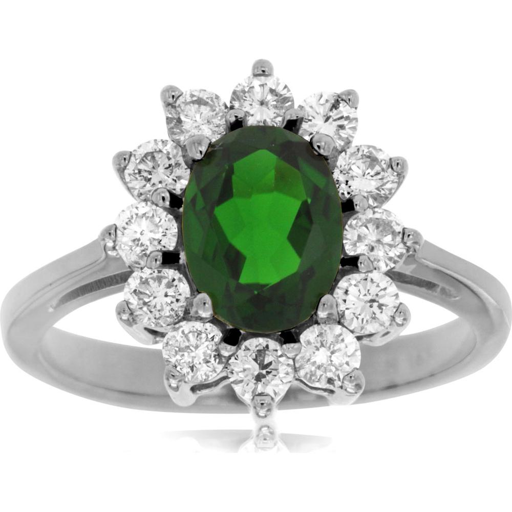 Royal Oval Russalite & Diamond Ring - 14K White Gold - 2.05 Carat Total Gem Weight