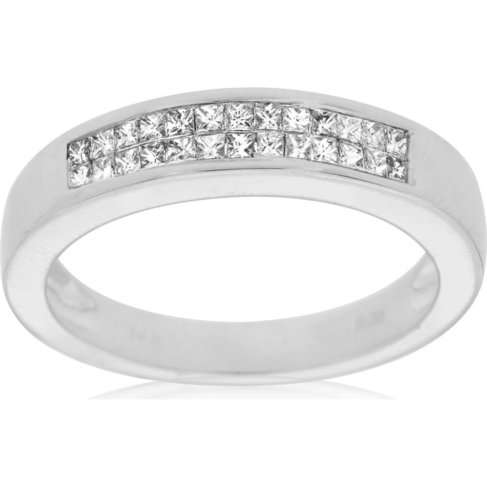Royal Princess Cut Diamond Wedding Ring in 14K White Gold - Timeless Elegance