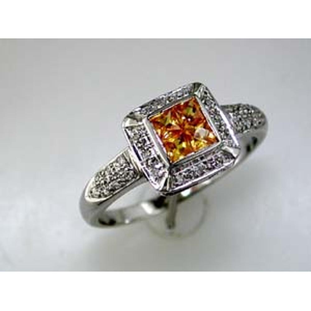 Royal Princess-Cut Yellow Sapphire & Diamond Ring in 14K White Gold