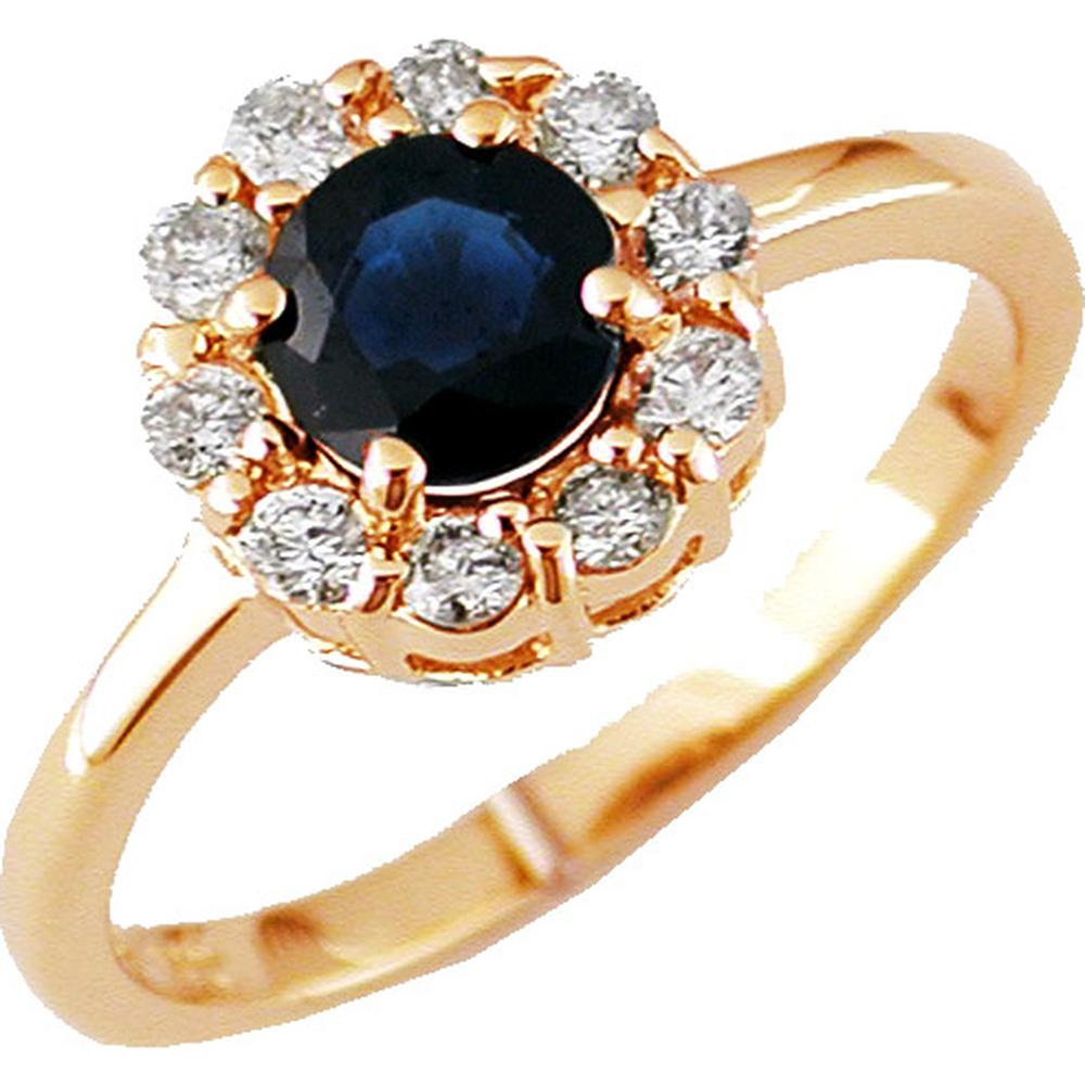 Royal Princess Di Style 14K Yellow Gold Sapphire & Diamond Ring - 0.80 Carat Sapphire, 0.30 Carat Diamonds