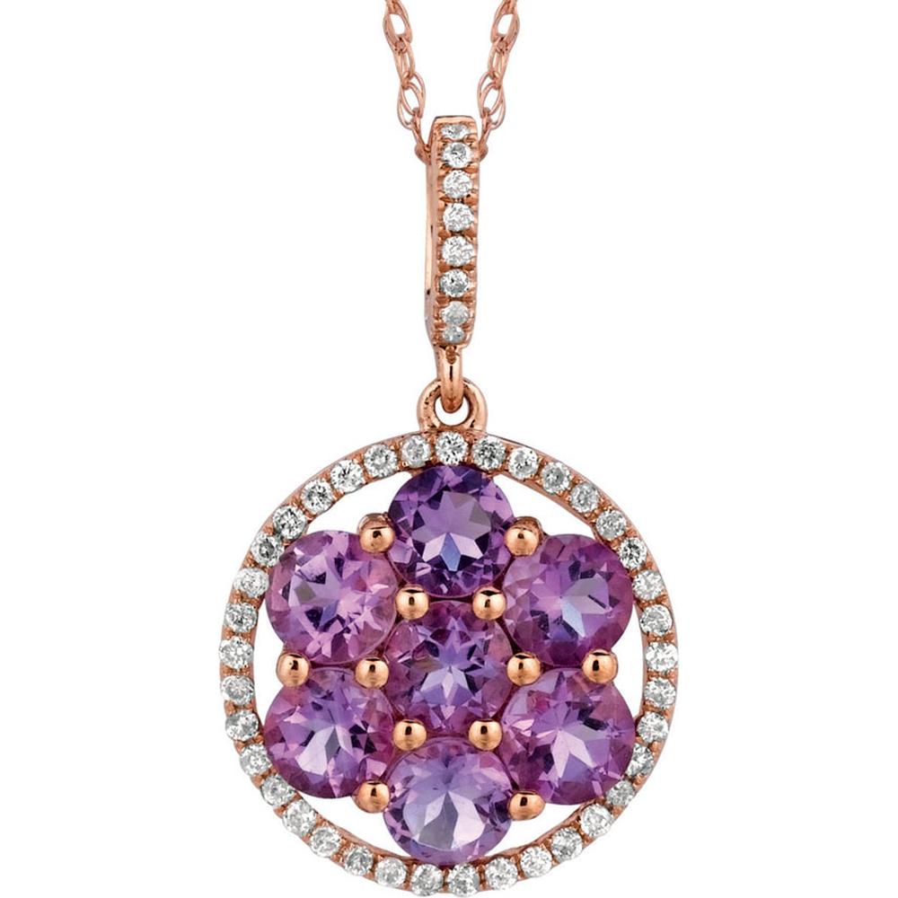 Royal Radiance 14K Rose Gold Amethyst & Diamond Pendant - 1.75 Carat Total Gem Weight