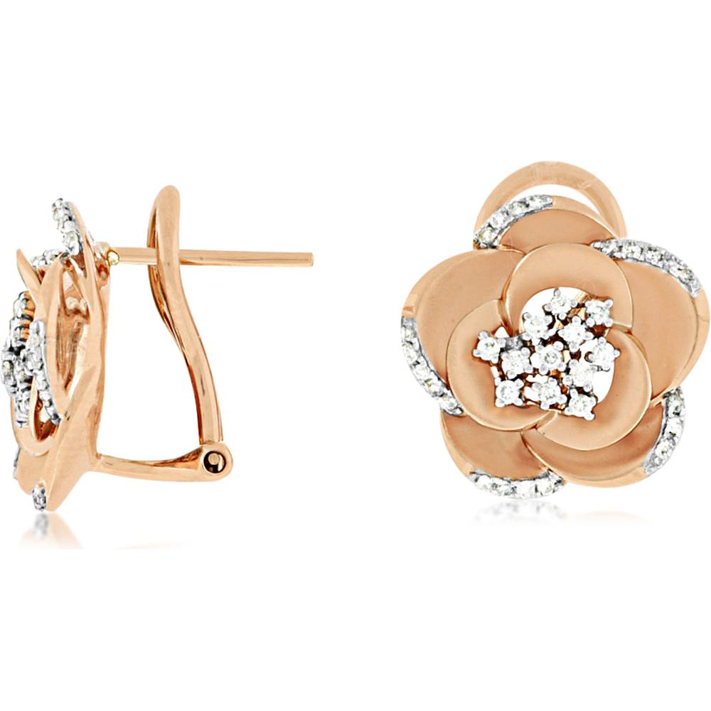 Royal Radiant 14K Rose Gold Diamond Earrings - 0.35 Carat Total Diamond Weight