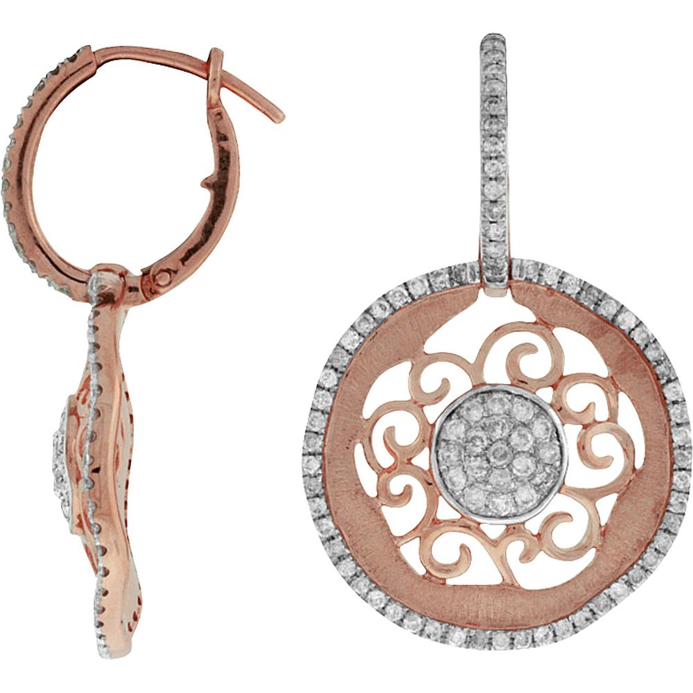 Royal Radiant 14K Rose Gold Diamond Earrings - 0.75 Carat Total Diamond Weight