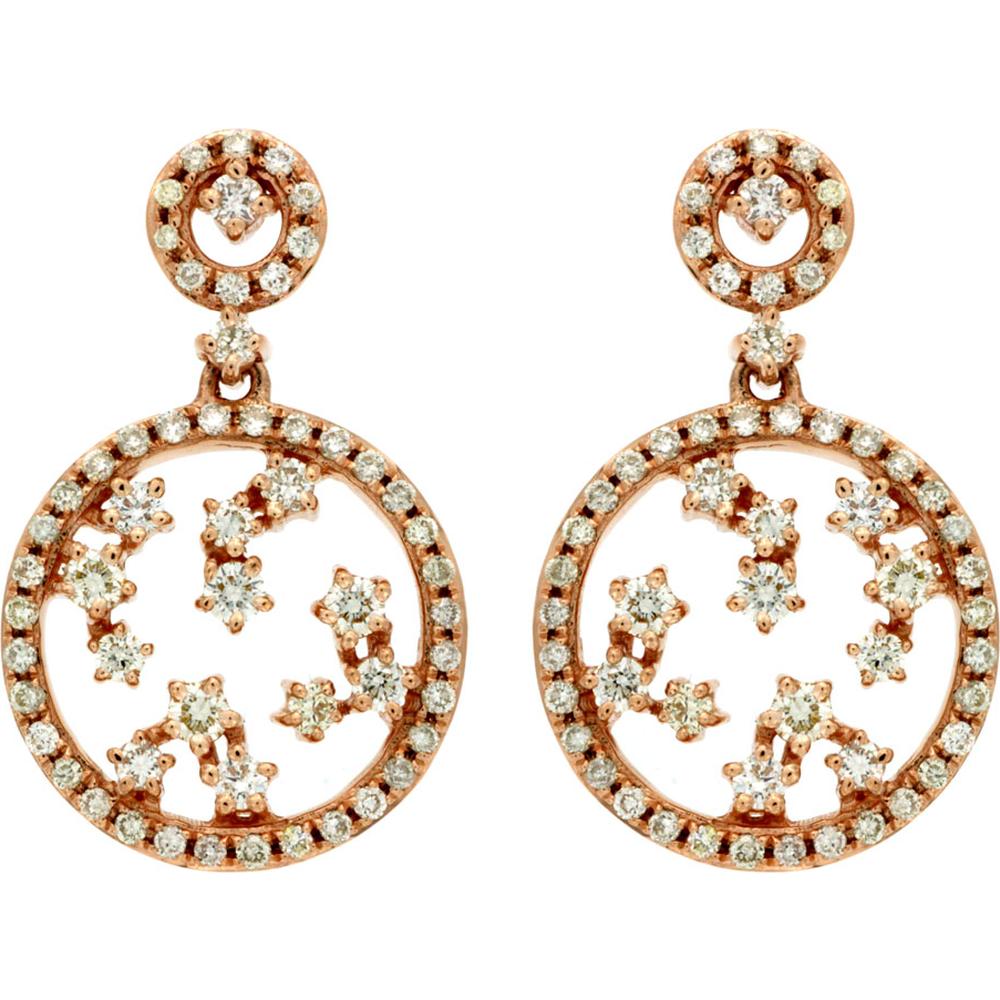 Royal Radiant 14K Rose Gold Diamond Earrings - 0.80 Carat Total Weight