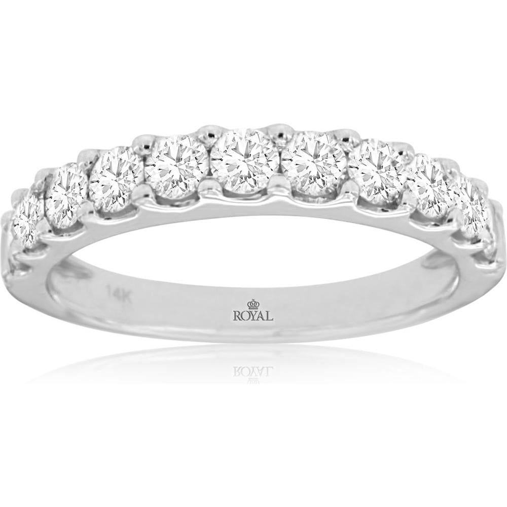 Royal Radiant 14K White Gold Diamond Wedding Band - 1.00 Carat Total Diamond Weight