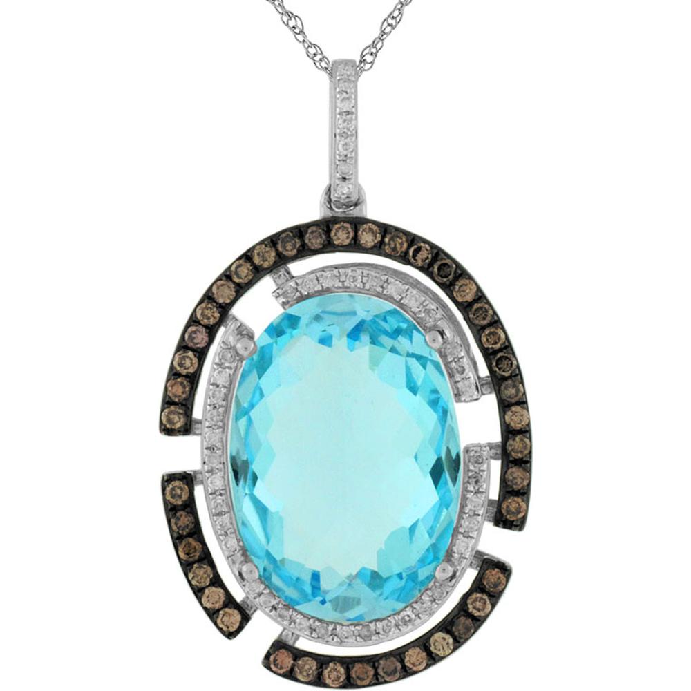 Royal Radiant 14K White Gold Fancy Diamond & Blue Topaz Pendant
