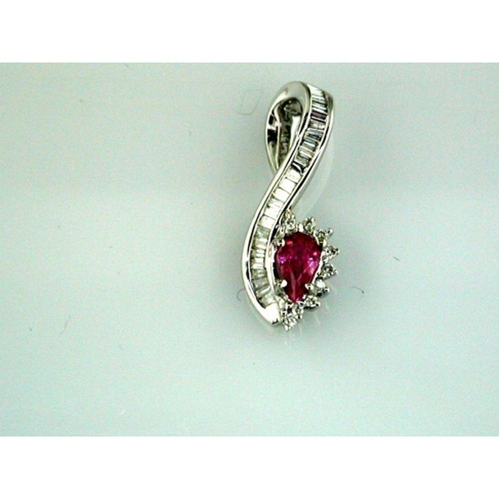 Royal Radiant 14K White Gold Pink Sapphire and Diamond Pendant