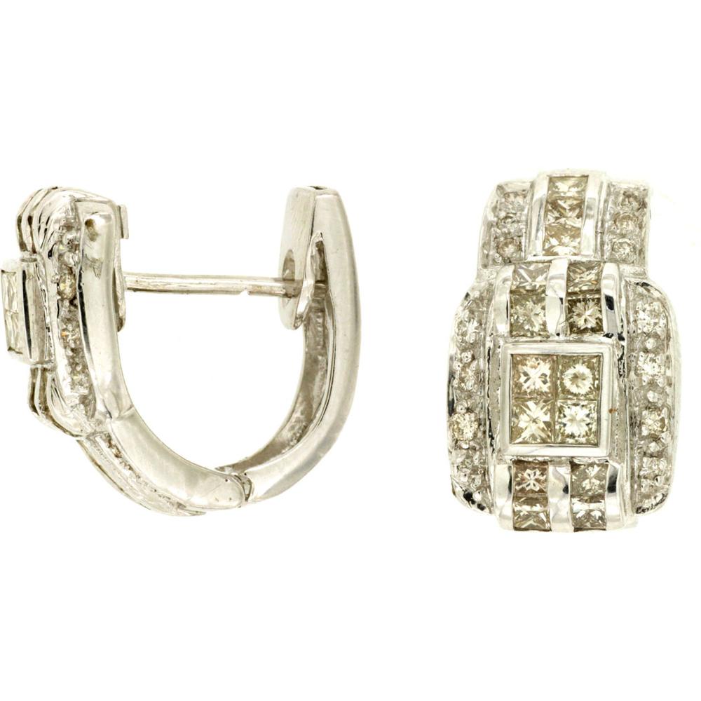 Royal Radiant 14K White Gold Princess-Cut Diamond Earrings - 1.61 Carats