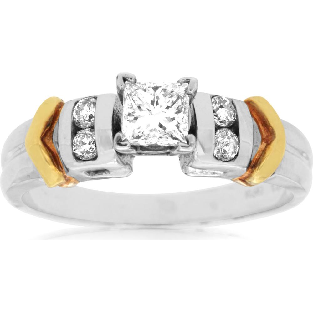 Royal Radiant 14K White Gold Princess-Cut Diamond Engagement Ring