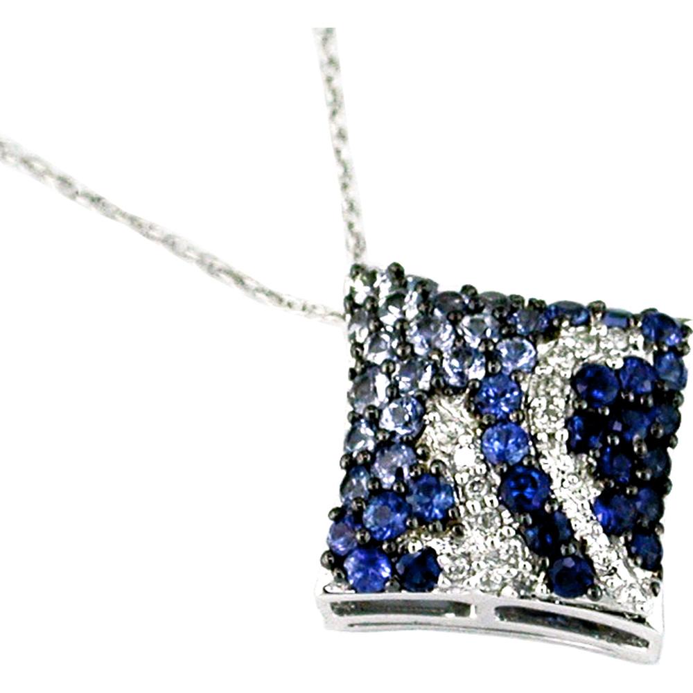 Royal Radiant 14K White Gold Sapphire & Diamond Pendant - Timeless Elegance