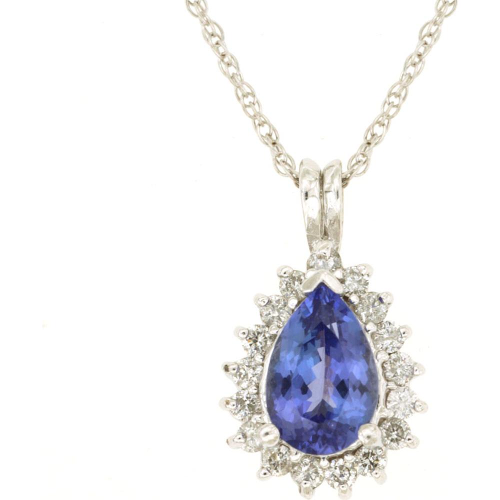 Royal Radiant 14K White Gold Tanzanite & Diamond Pendant - Exquisite Elegance