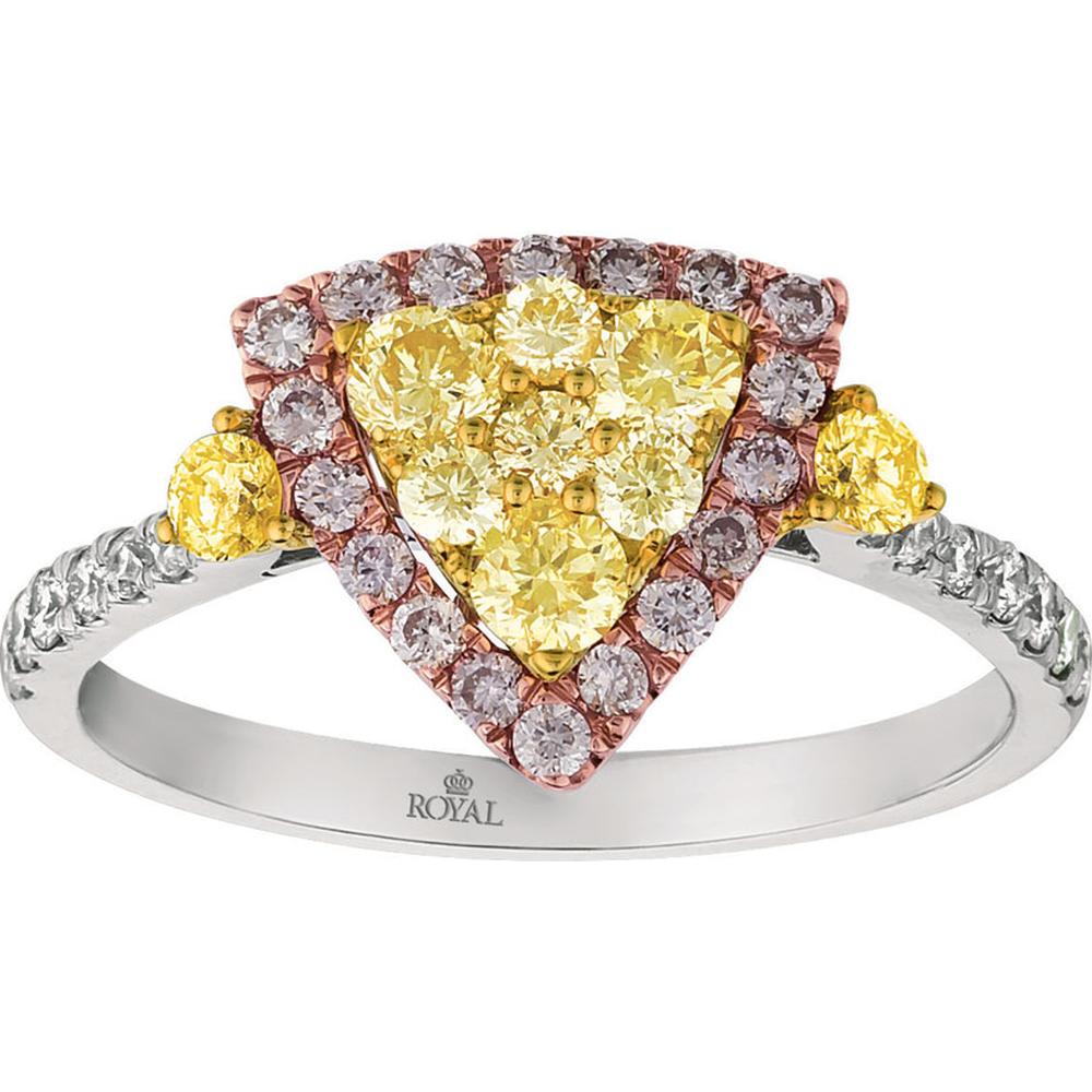 Royal Radiant 14K White Gold Tricolor Diamond Ring