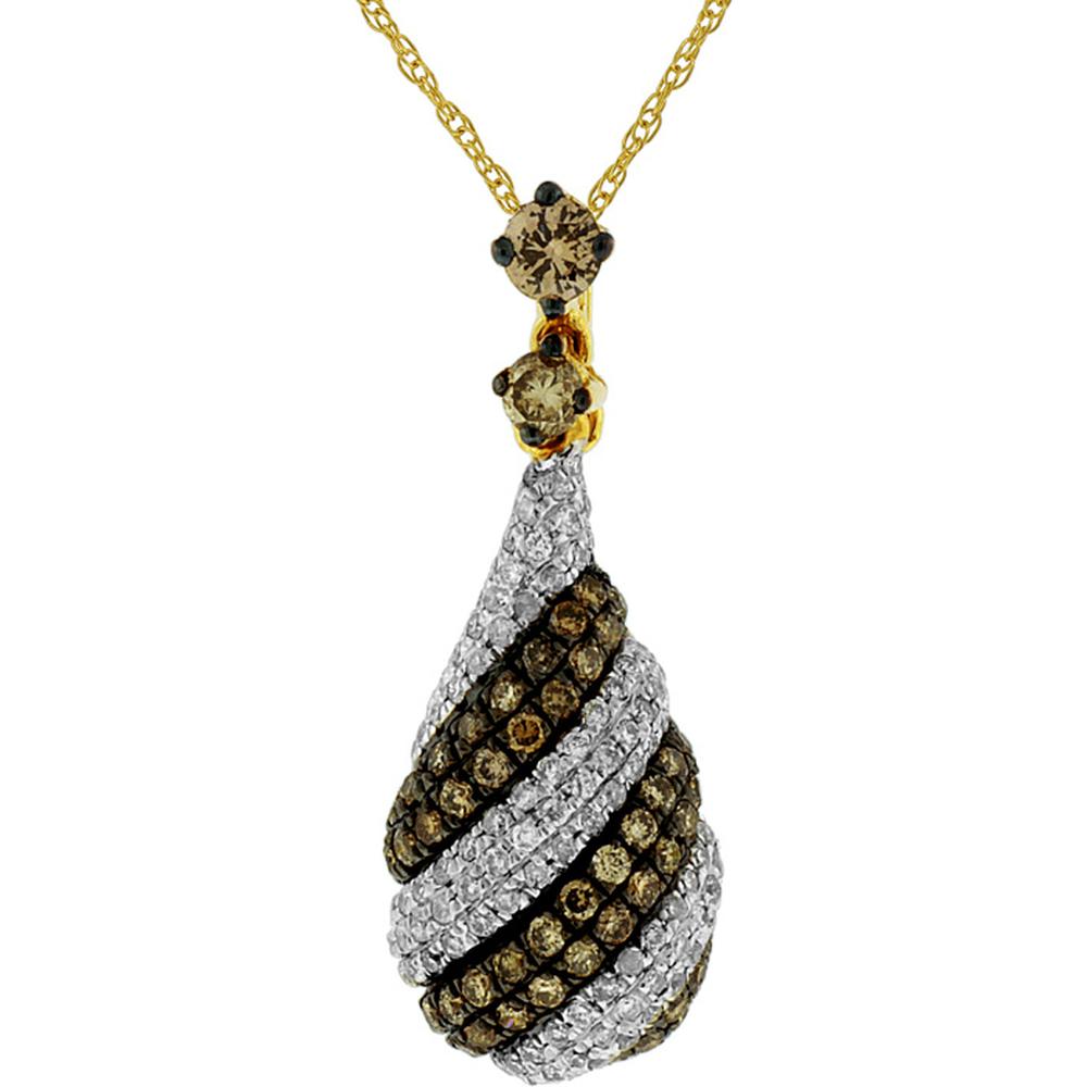 Royal Radiant 14K Yellow Gold Diamond & Mocha Diamond Pendant