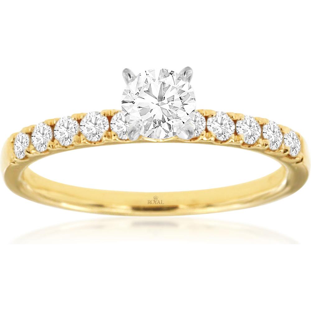 Royal Radiant 14K Yellow Gold Diamond Engagement Ring - 0.70 Carat Total Diamond Weight