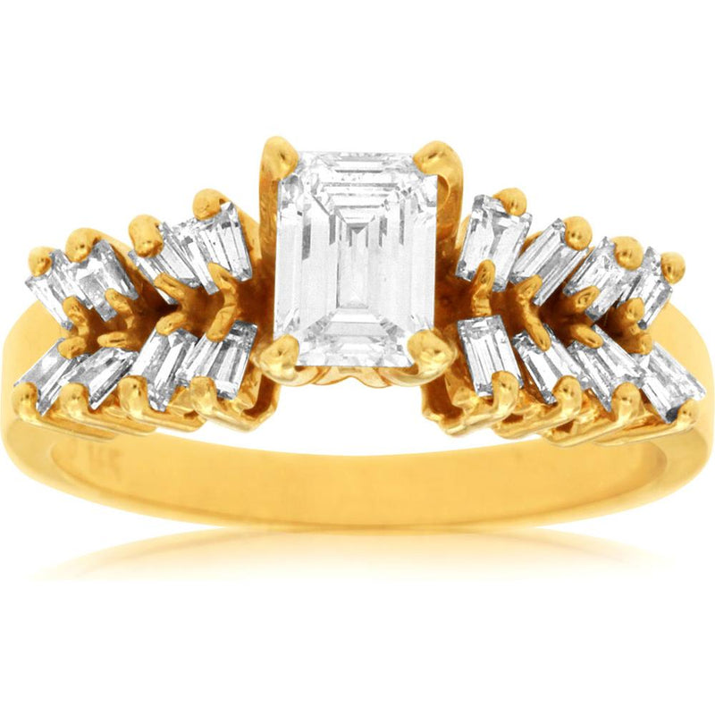 Royal Radiant 14K Yellow Gold Diamond Engagement Ring
