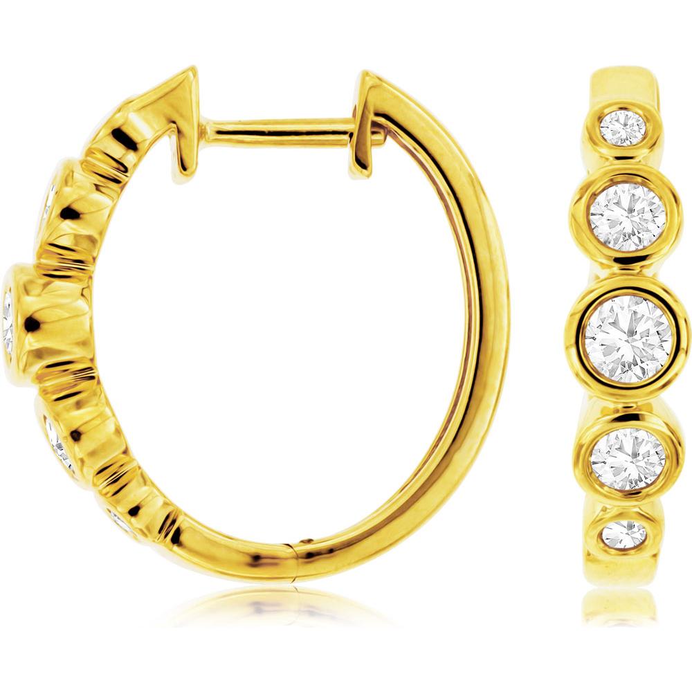 Royal Radiant 14K Yellow Gold Diamond Hoop Earrings - 0.52 Carat Total Diamond Weight