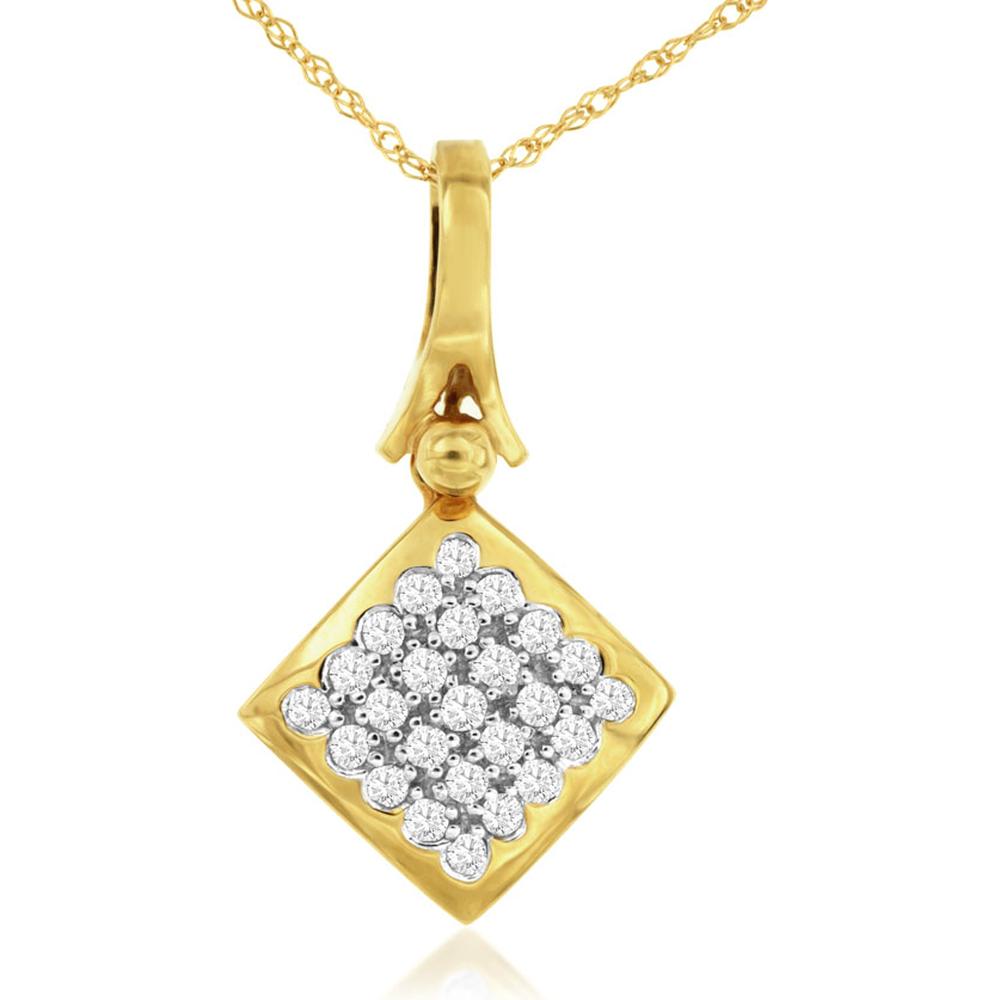 Royal Radiant 14K Yellow Gold Diamond Pendant - 0.25 Carat Round Cut