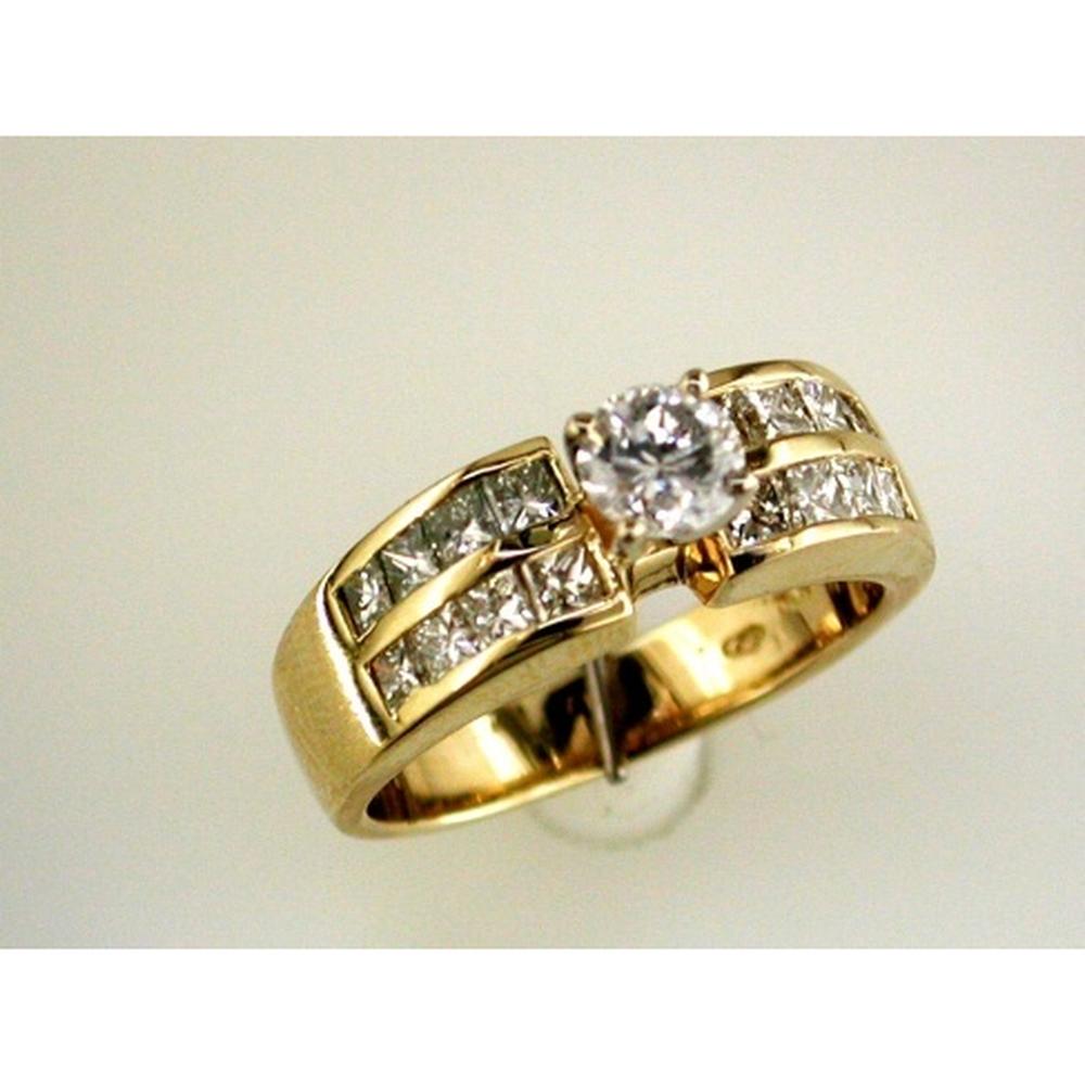 Royal Radiant 14K Yellow Gold Diamond Princess-Cut Engagement Ring - 1.34 Carat Total Diamond Weight