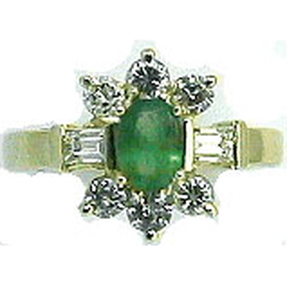 Royal Radiant 14K Yellow Gold Emerald and Diamond Princess Ring