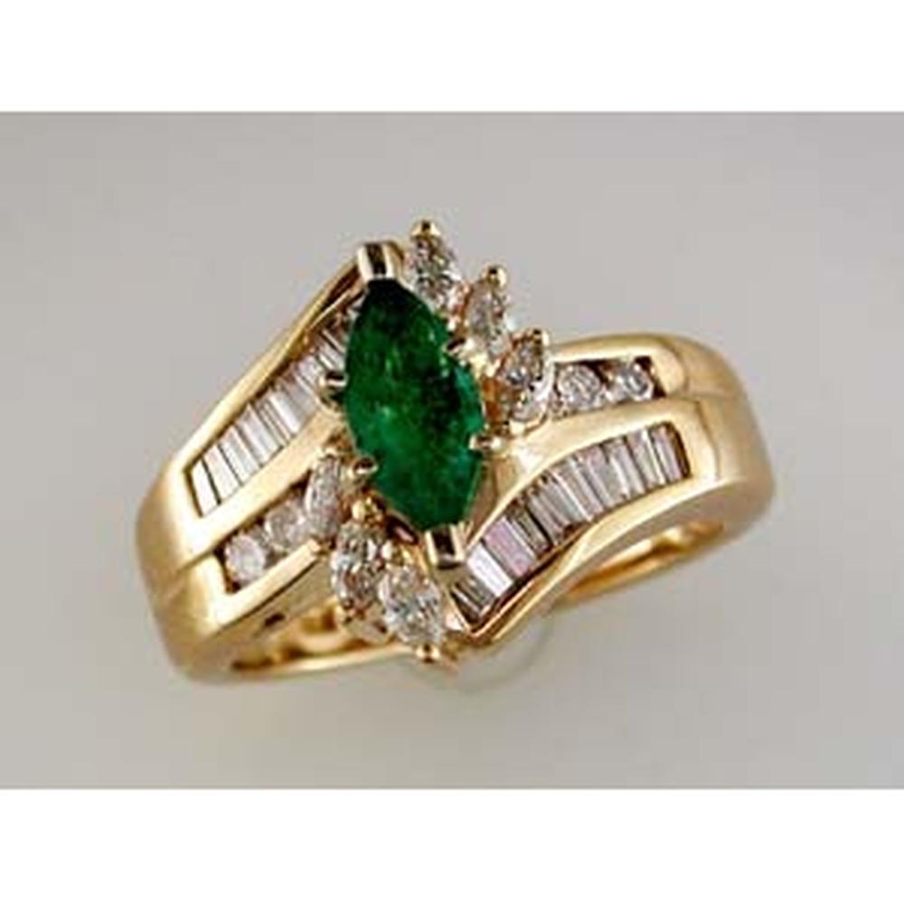 Royal Radiant 14K Yellow Gold Emerald & Diamond Ring - 1.60 Carat Total Gem Weight