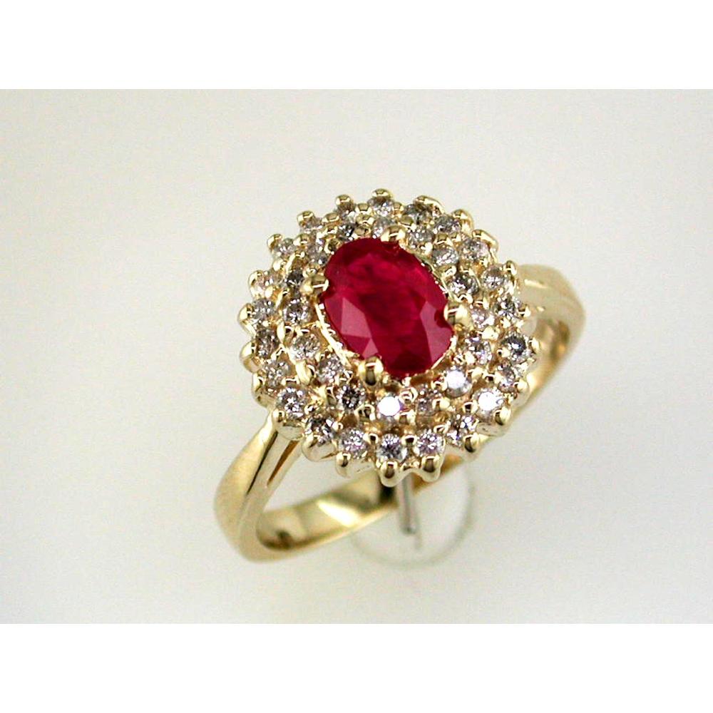 Royal Radiant 14K Yellow Gold Ruby and Diamond Oval Ring - 1.47 Total Carat Weight