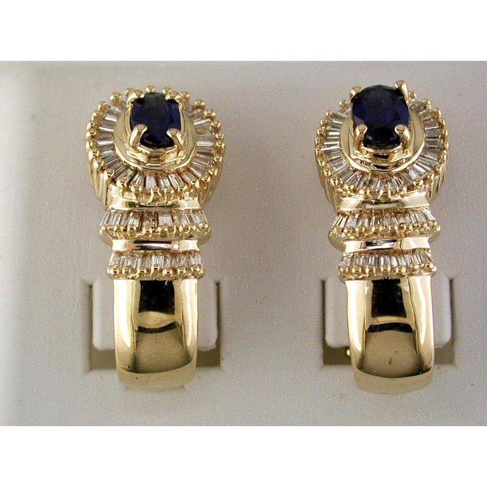 Royal Radiant 14K Yellow Gold Sapphire and Diamond Halo Earrings - Exquisite Sophistication