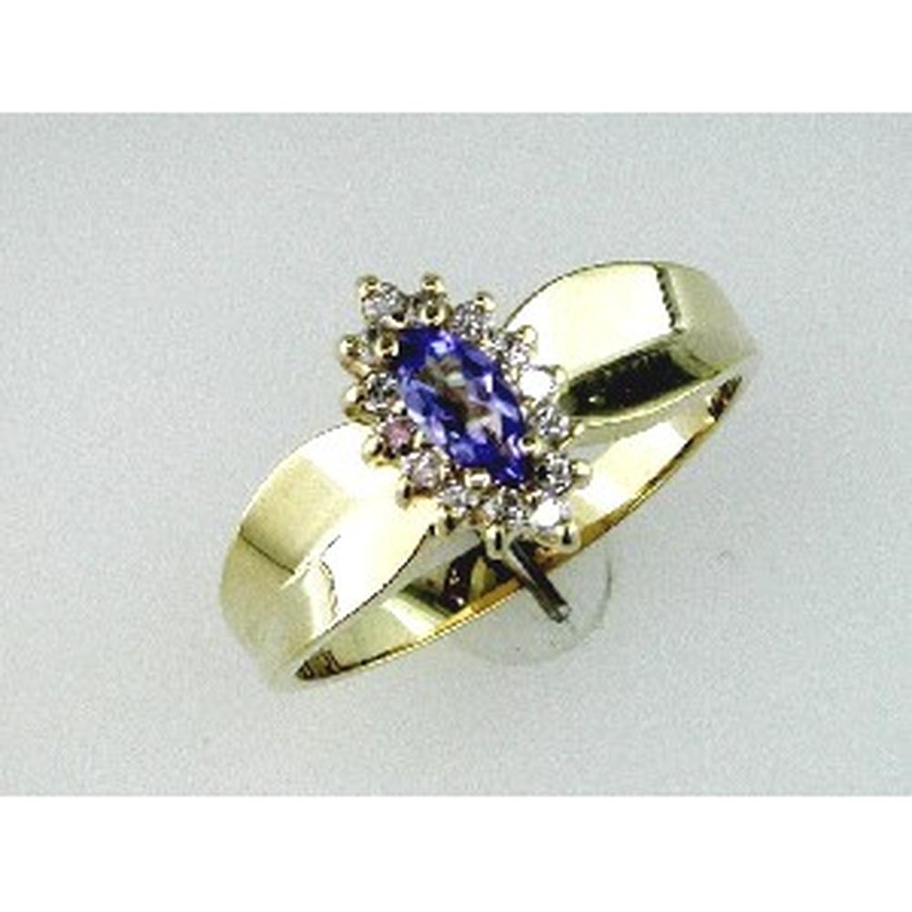 Royal Radiant 14K Yellow Gold Tanzanite and Diamond Marquise Ring