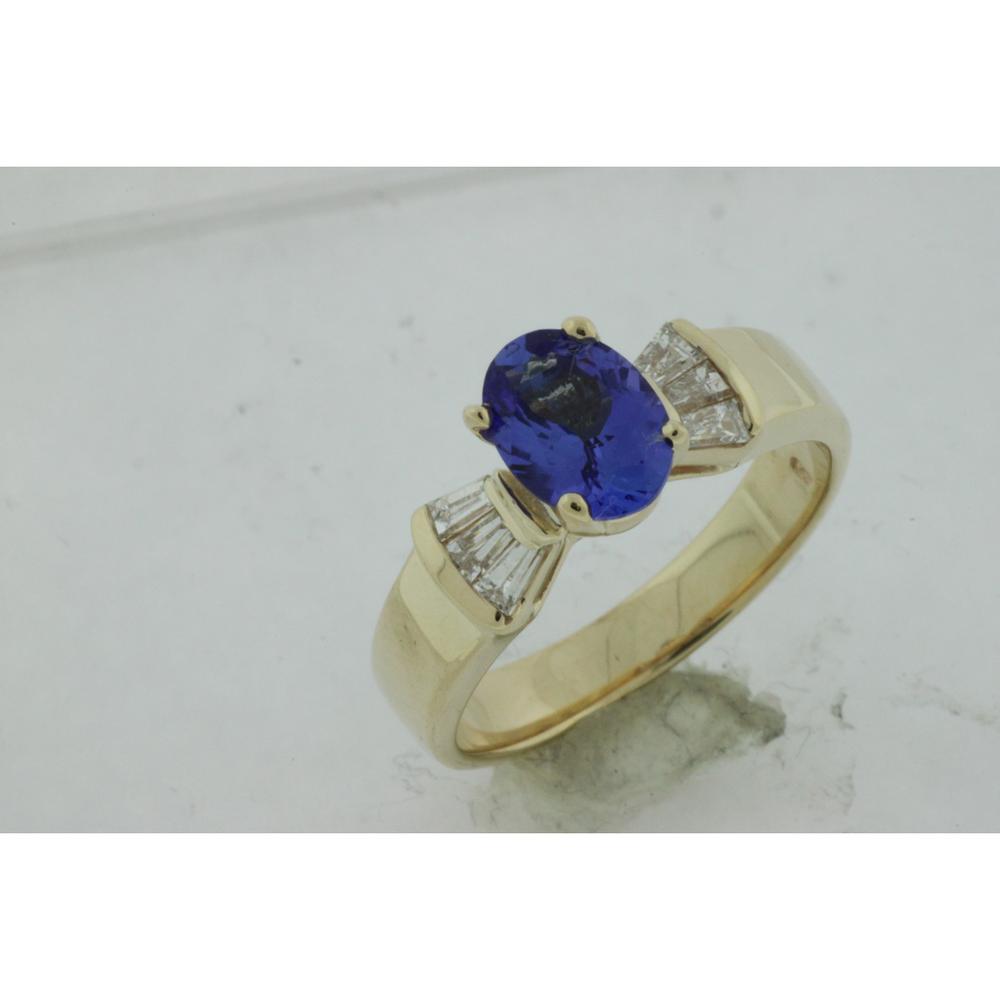 Royal Radiant 14K Yellow Gold Tanzanite & Diamond Ring - 1.30 Carat Tanzanite, Baguette Diamonds