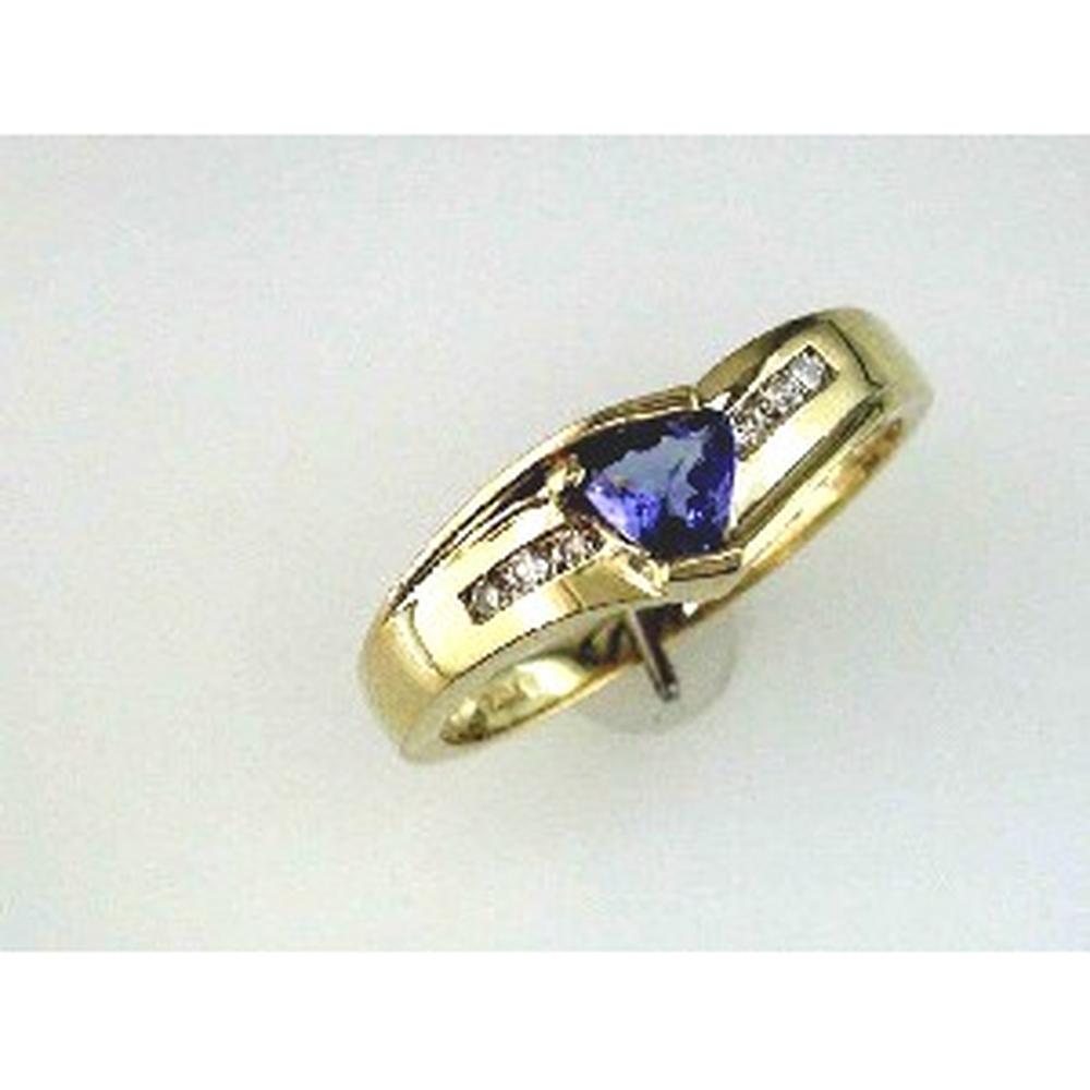 Royal Radiant 14K Yellow Gold Tanzanite & Diamond Ring