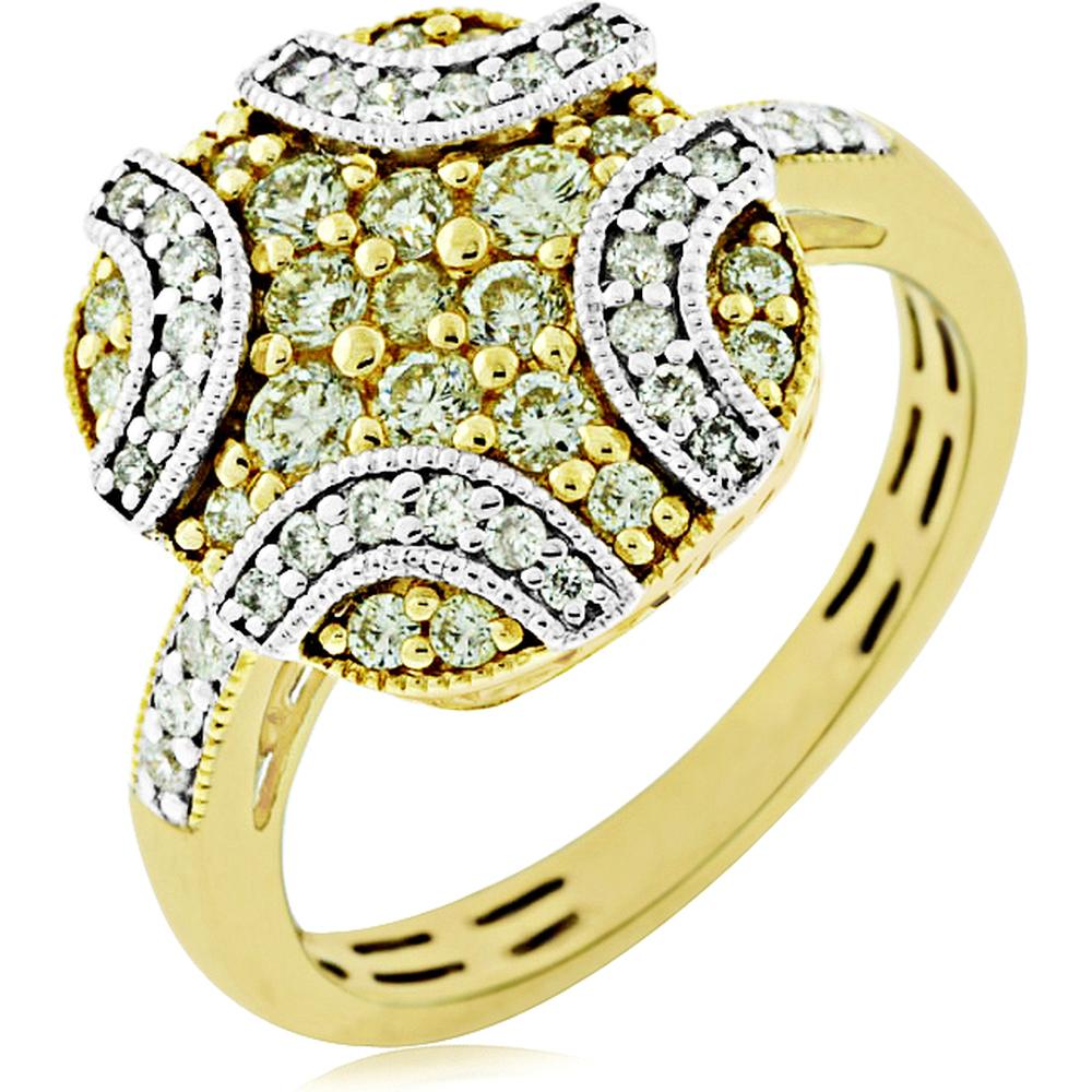 Royal Radiant 14K Yellow Gold Yellow Diamond & Diamond Ring - 0.75 Carat Total Gem Weight