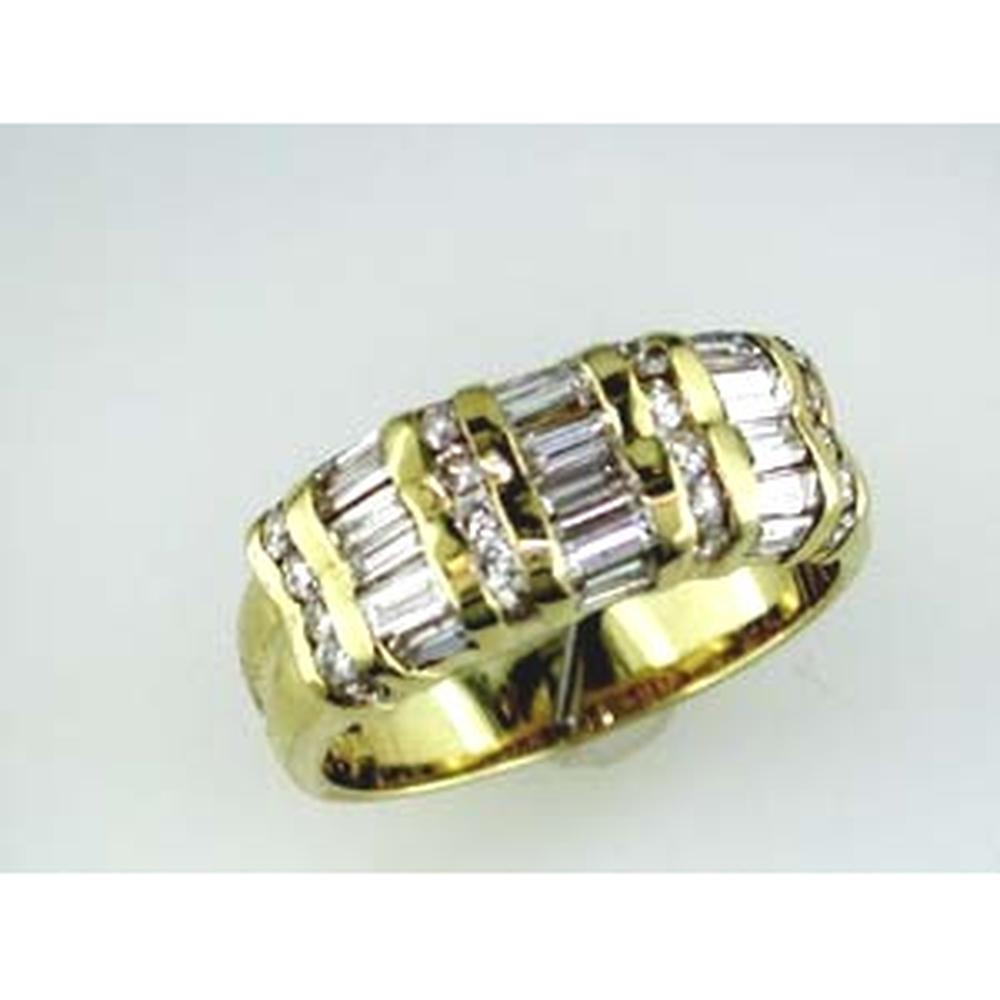 Royal Radiant Love 14K Yellow Gold Diamond Wedding Ring - 1.45 Carat Baguette Cut Diamond