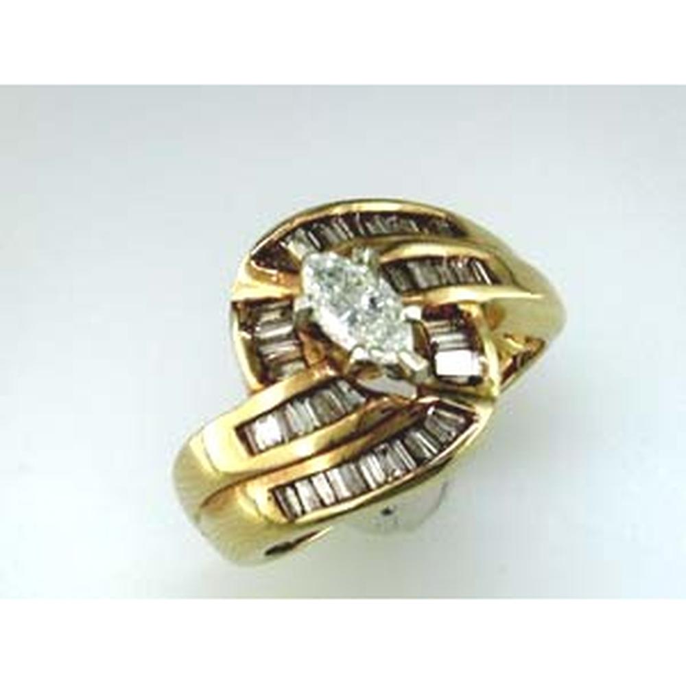 Royal Radiant Marquise 14K Yellow Gold Diamond Engagement Ring