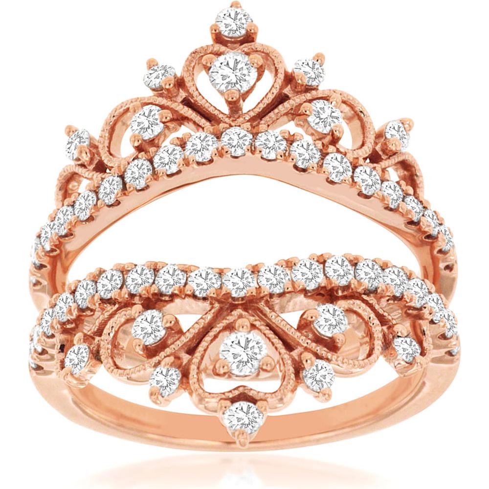 Royal Radiant Rose - 14K Rose Gold Ladies Diamond Insert Ring, 1.00 Carat Total