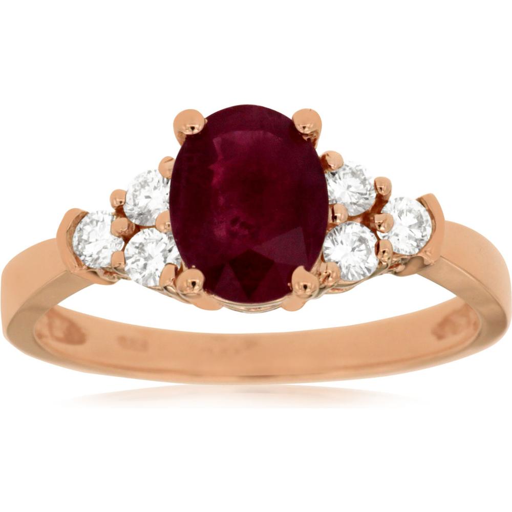 Royal Radiant Rose Gold Ruby and Diamond Ring - 14K Majesty