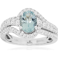 Royal Radiant Serenity 14K White Gold Aquamarine & Diamond Ring