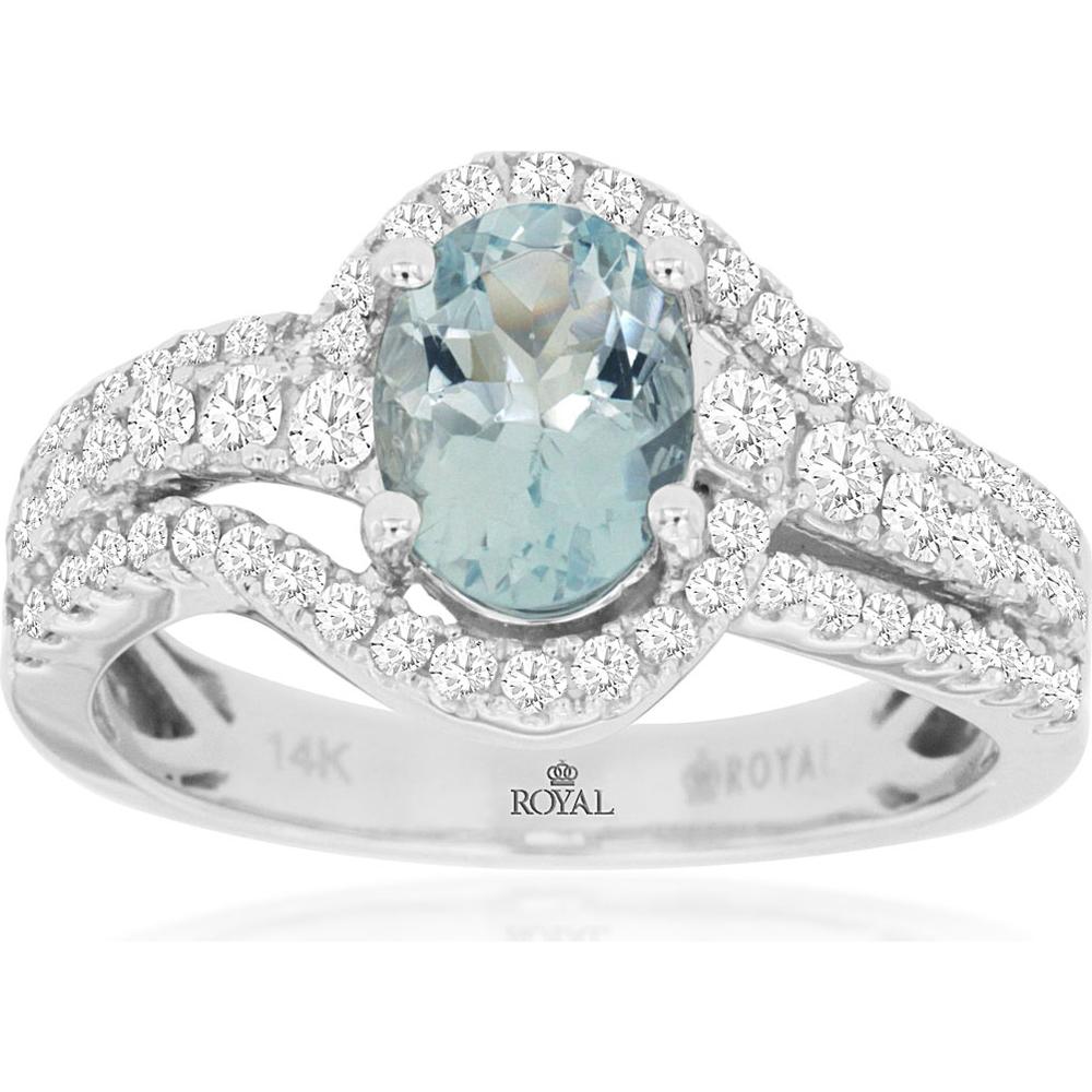 Royal Radiant Serenity 14K White Gold Aquamarine & Diamond Ring