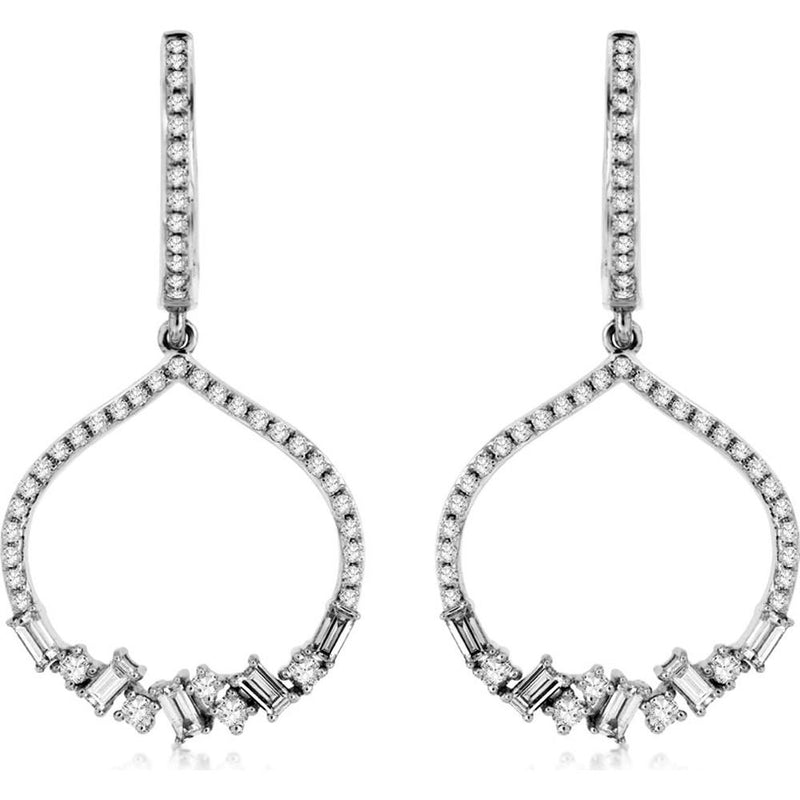 Royal Radiant Sparkle 14K White Gold Diamond Drop Earrings